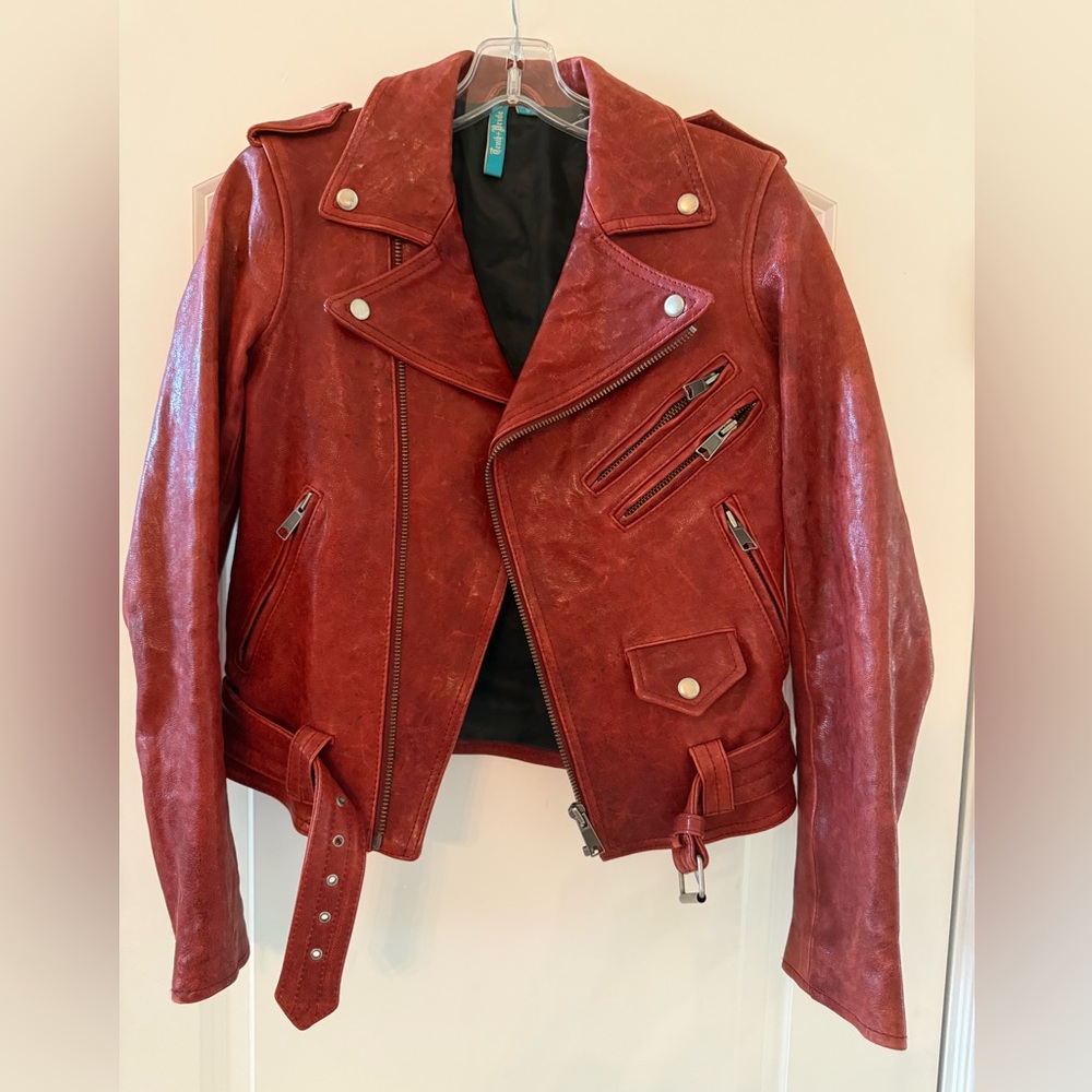 VINTAGE 100% Leather Maroon  TRUTH + PRIDE Moto Jacket ***Only worn once***